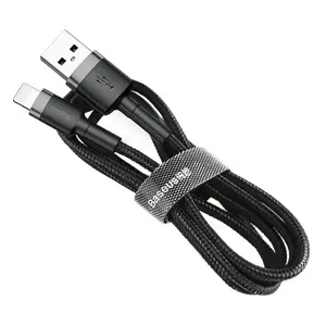 "Baseus Cafule Cable" tvirtas nailono laidas USB / "Lightning" QC3.0 2.4A 1M juodai pilkas (juodai pilkas)