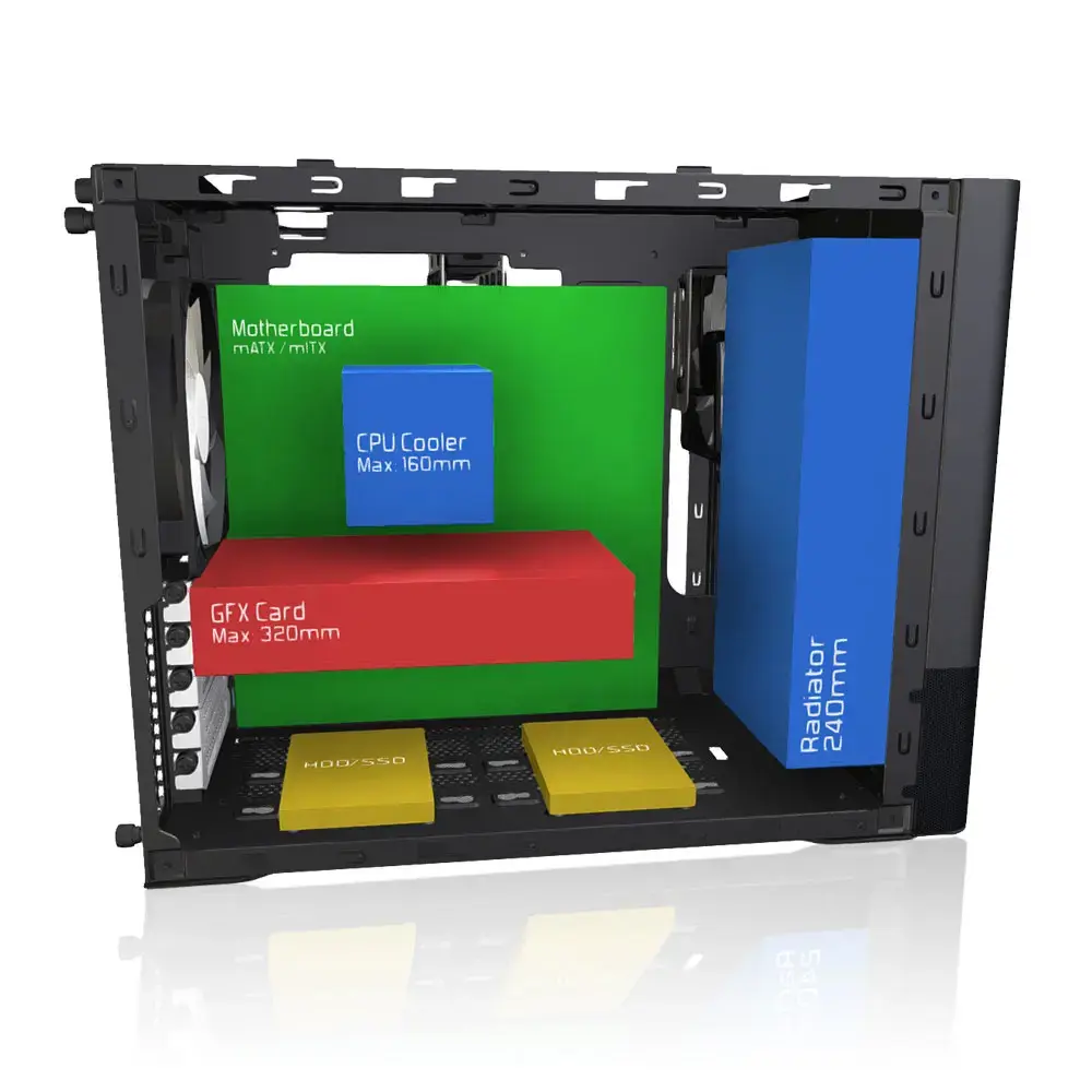 "Fractal Design NODE 804", kompiuteris, juodas, "micro ATX", "Mini-ATX", kietasis diskas, maitinimas, 16 cm, 32 cm