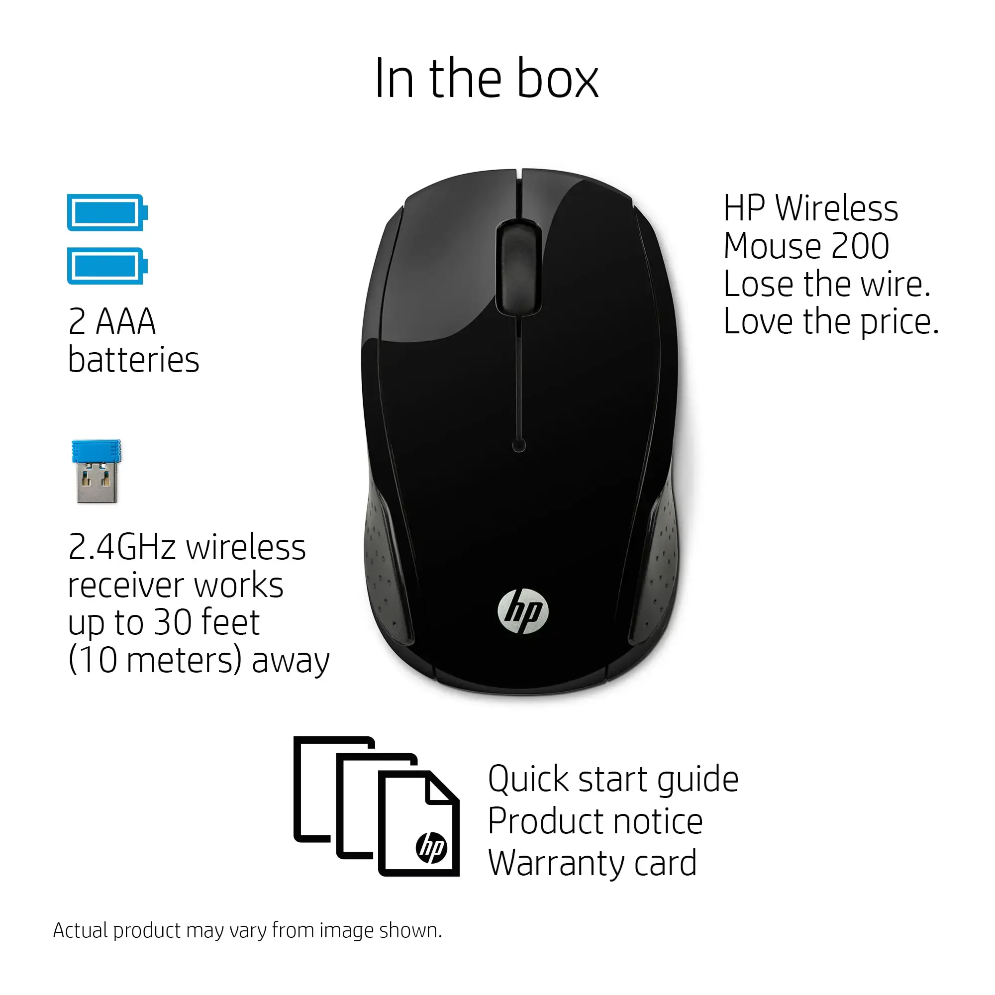 HP belaidė pelė 200, dvipusė, optinė, RF belaidė, 1000 DPI, juoda