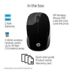 HP belaidė pelė 200, dvipusė, optinė, RF belaidė, 1000 DPI, juoda