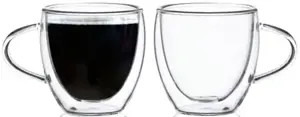 Puodelis DOUBLE Espresso, borosilikatinis stiklas, 75 ml, D 6,4 cm, H 6,4 cm, 2 vnt