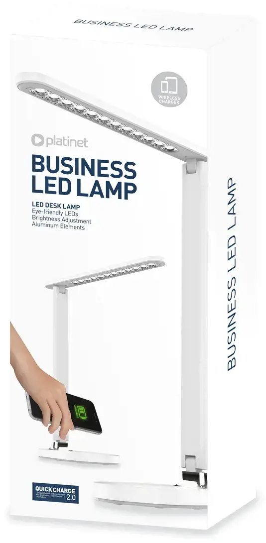 Platinet stalinė lempa su belaidžiu įkrovikliu PDL081W 18W QI, balta (45244)