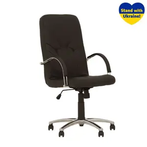 Vadovo kėdė NOWY STYL MANAGER STEEL Chrome, oda, SP-A, juoda sp.