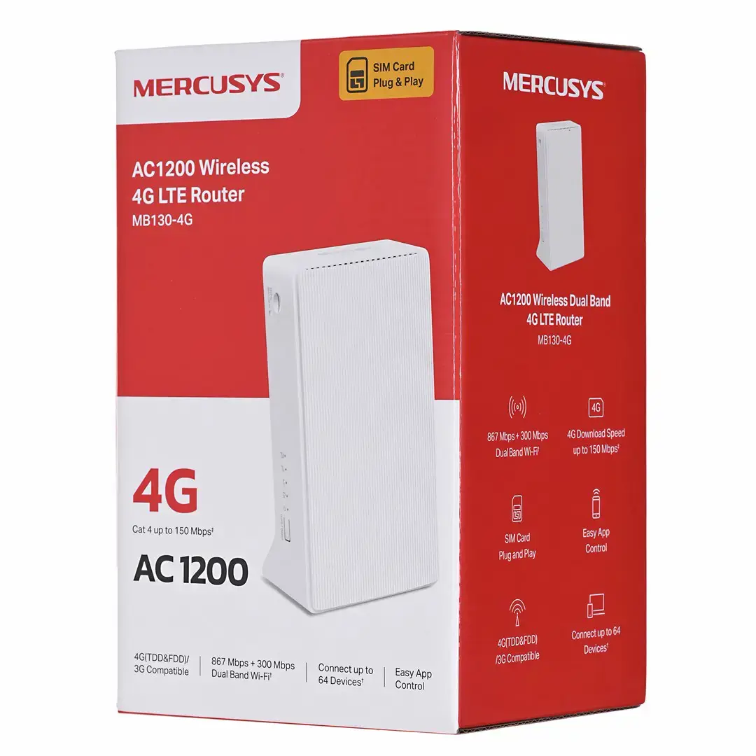 Maršrutizatorius Mercusys MB130-4G LTE AC1200