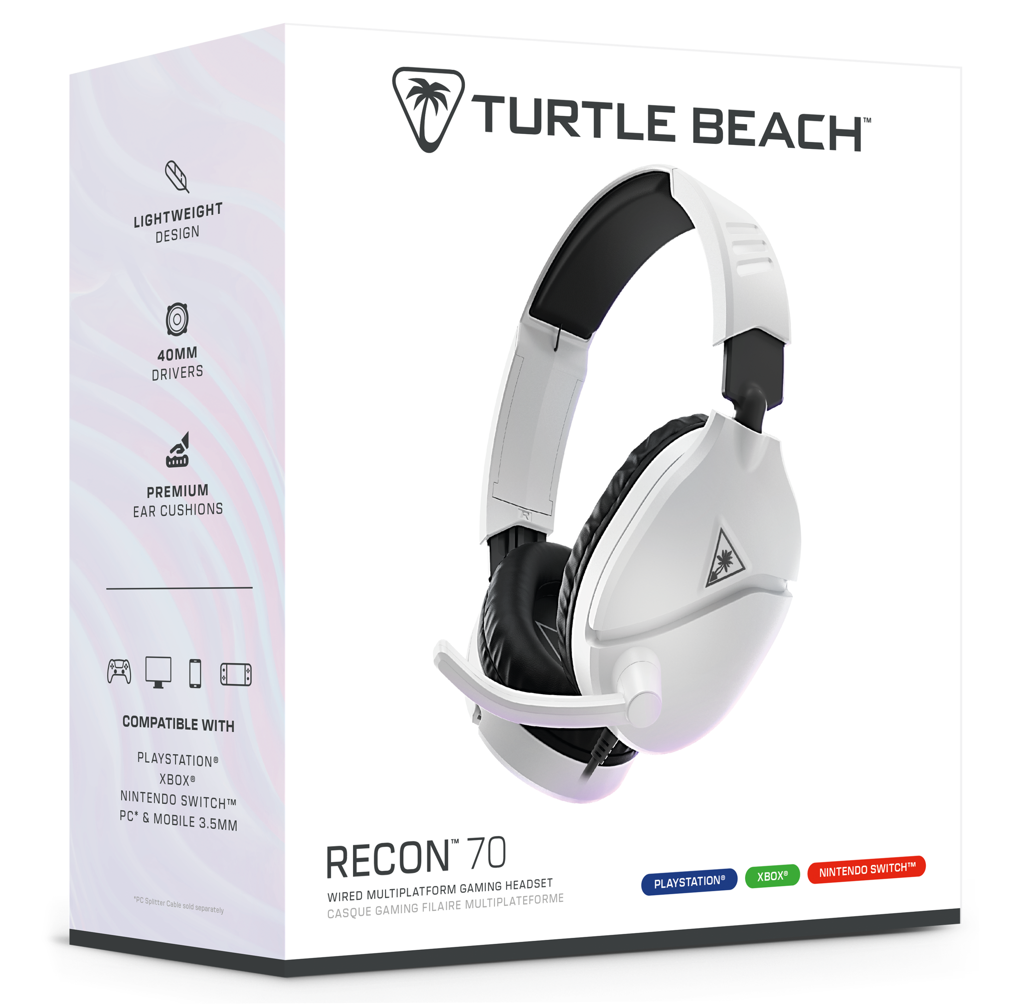 Turtle Beach Recon 70, Wired, Gaming, 20 - 20000 Hz, Headset, White
