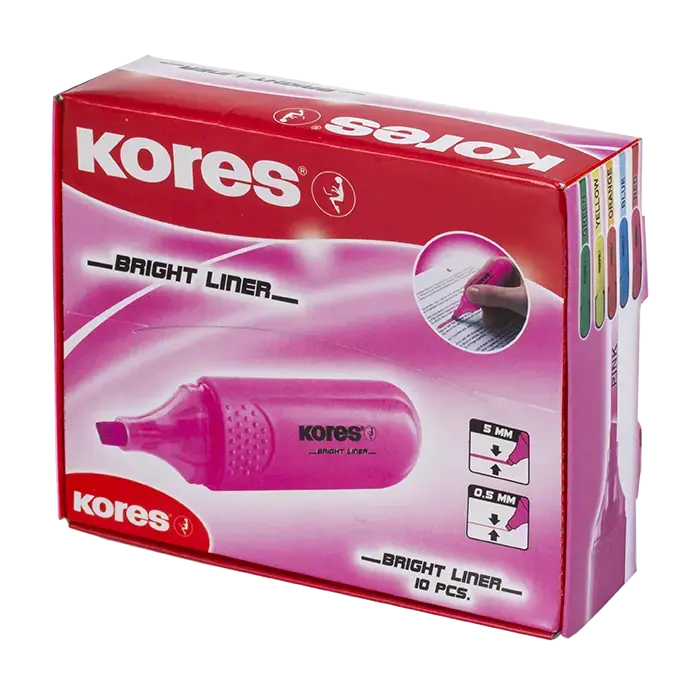 Teksto žymeklis KORES BRIGHT LINER, rožinė