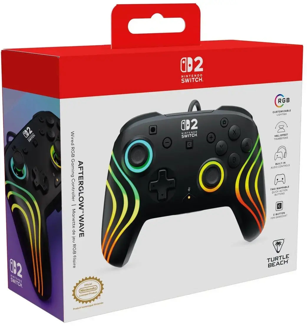 Turtle Beach wired controller Afterglow Wave Nintendo Switch 2, black