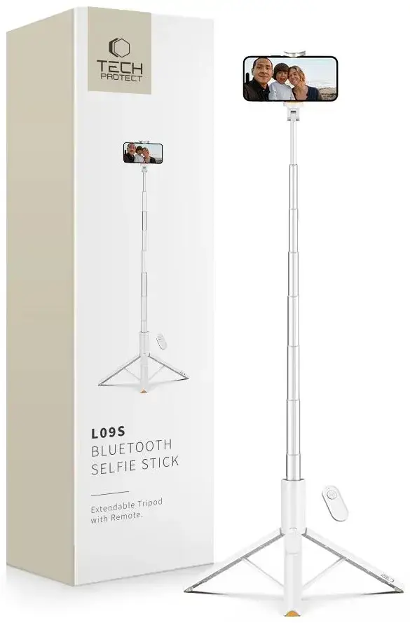 Tech-Protect selfie stick tripod L09S Bluetooth, white