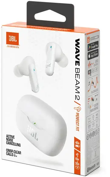 JBL wireless earbuds Wave Beam 2, white