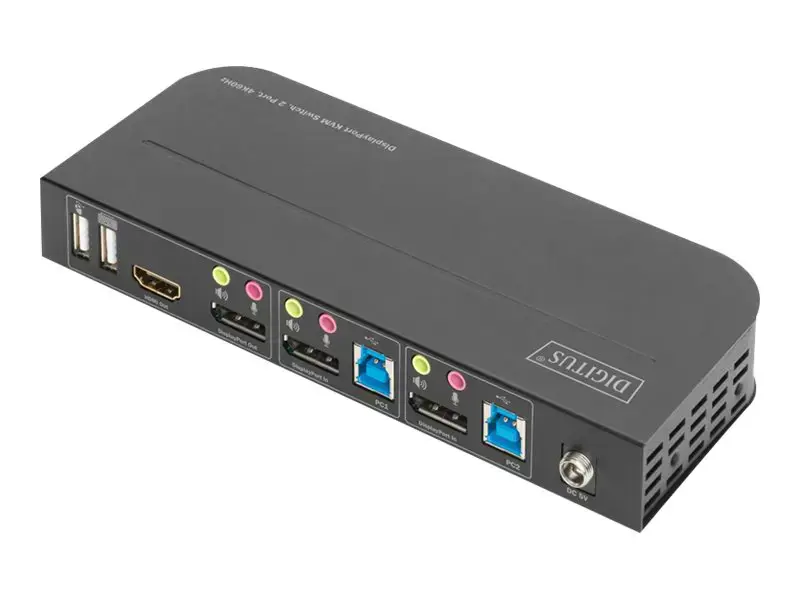 DIGITUS KVM perjungiklis 2x1 DP DP/HDMI OutUSB 4Kx2K60Hz