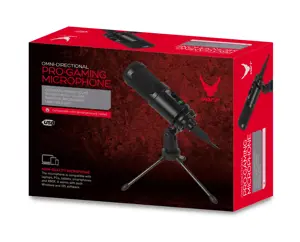 "Varr Gaming" USB mikrofonas, trikojo stovas Y iškyšų filtro rinkinys, mikrofono jautrumas 25m V/Pa (-36dB±2dB), optimalus garso atstumas nuo 150 iki 300 mm, 45° laipsnių kampu, USB-A į USB-B 1,5 m kabelis (USB-B įvestis į mikrofoną), stalinis mikrofonas, -36 dB, 20 - 20000 Hz, 25 mV/Pa, 78 dB, kardioidinis