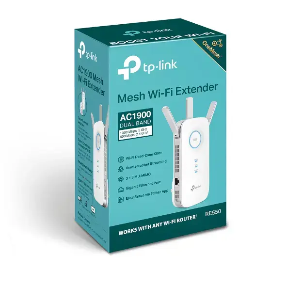 "TP-Link AC1900 Wi-Fi" diapazono ilgintuvas, tinklo siųstuvas, 1900 Mbit/s, 10,100,1000 Mbit/s, išorinis, 23 dBm, 10/100/1000Base-T(X)
