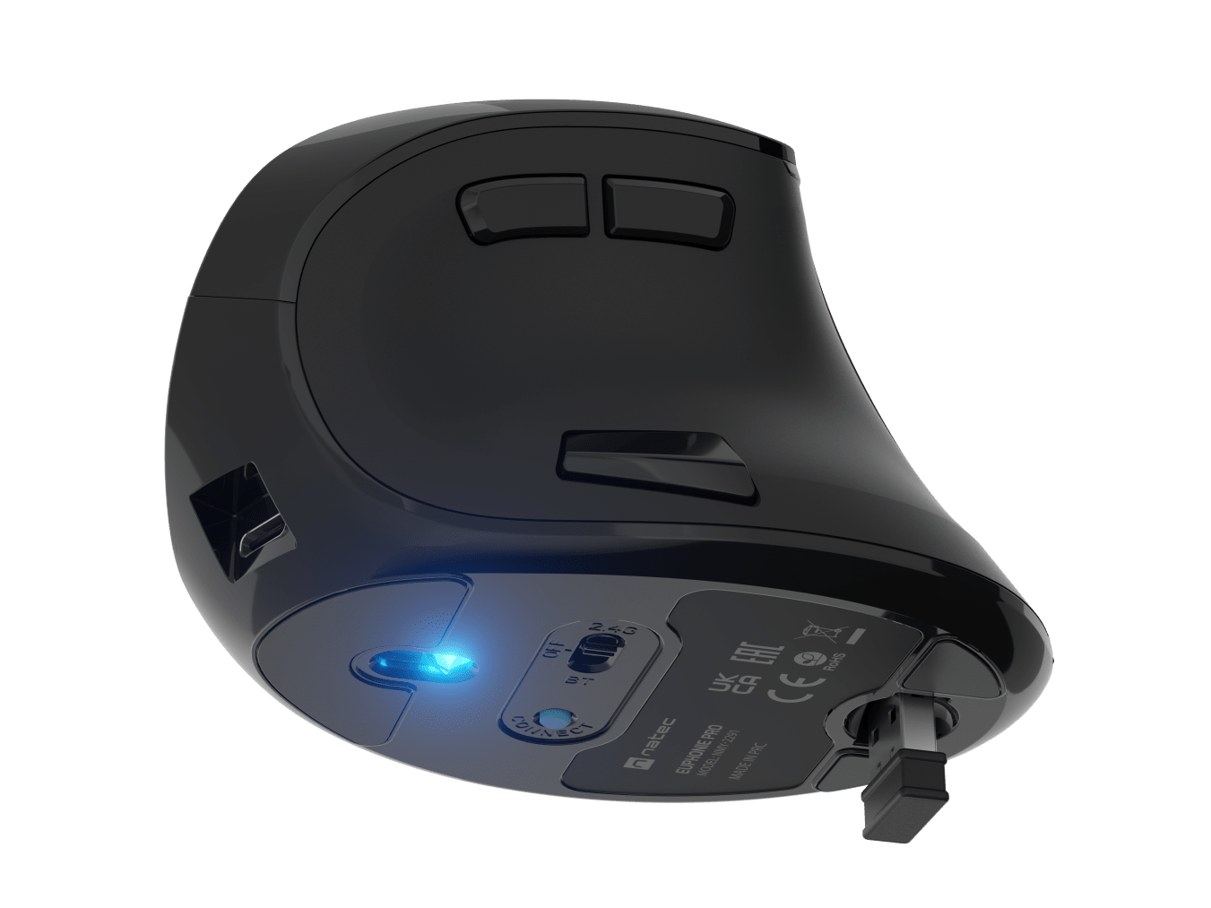 Natec | Vertical Mouse | Euphonie Pro | Wireless | Bluetooth, 2.4GHz | Black