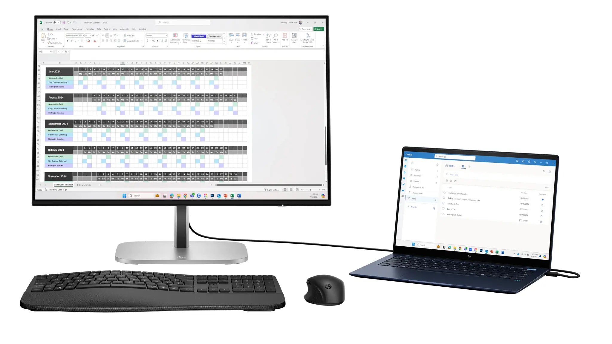 HP 524pn Series 5 Pro WUXGA Monitor - 24" 1920x1200 WUXGA 350-nit 100Hz AG, IPS, HDMI/DisplayPort, 4x USB-A, height adjustable/tilt/swivel/pivot, 3 years (replaces E24i G4)