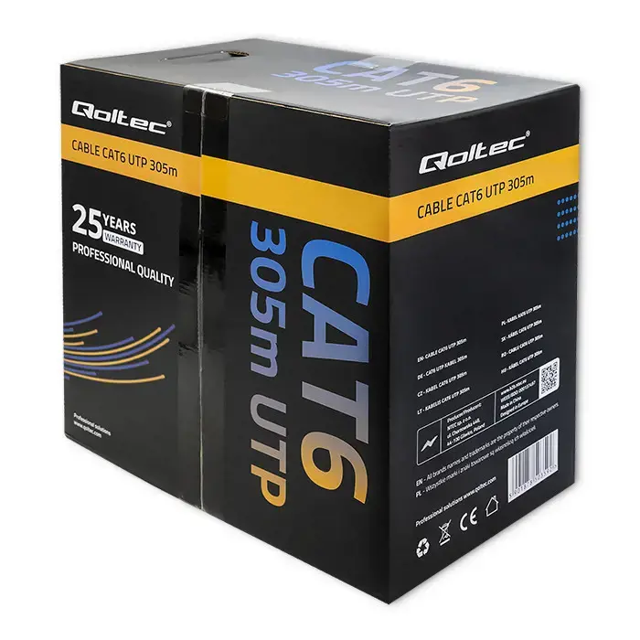 QOLTEC 50359 UTP tinklo kabelis CAT6 305 m PVC pilkos spalvos