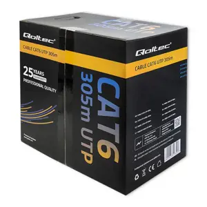 QOLTEC 50359 UTP tinklo kabelis CAT6 305 m PVC pilkos spalvos