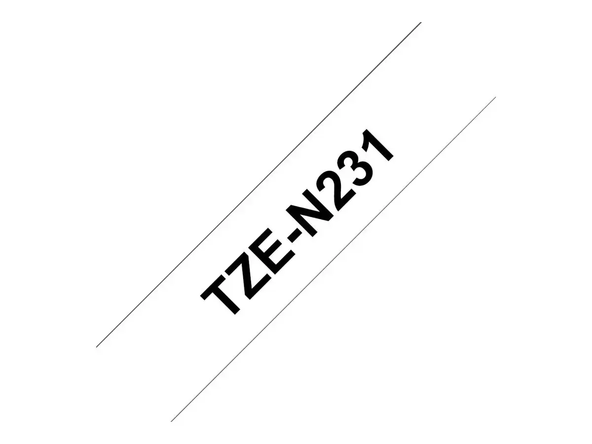 Brother Nelaminuota juoda ant baltos juostelė, Juoda ant baltos, TZ, Juoda, Terminis perkėlimas, Brother, PT-200, PT-210E, PT-220, PT-300, PT-310, PT-340, PT-340C, PT-350, PT-540, PT-540C, PT-550,...