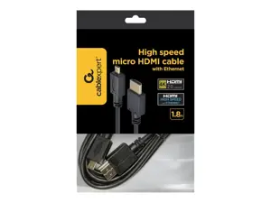 GEMBIRD CC-HDMID-6 Gembird HDMI -HDMI Micro kabelis su paauksuotomis jungtimis, 1,8 m, biri pakuotė