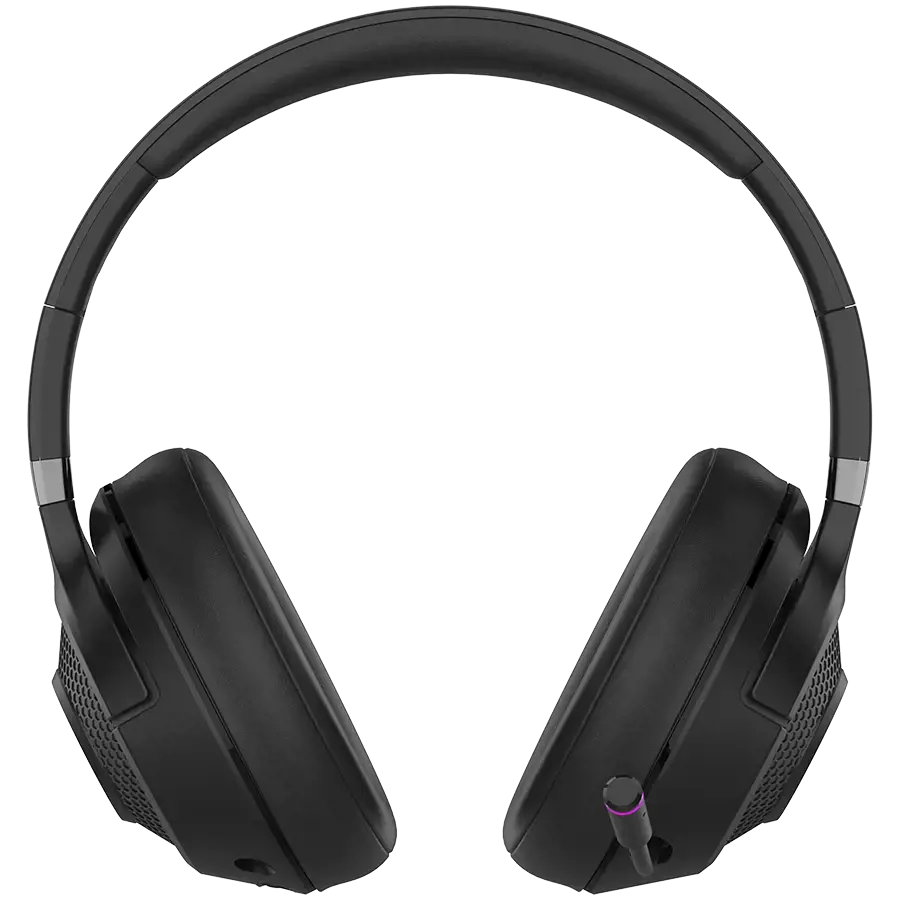 Lorgar Noah 701, žaidimų ausinės su mikrofonu, 2.4G+ BT 5.0 Realtek 8763, baterija 1000 mAh, C tipo įkrovimo kabelis 0,8 m, garso kabelis 1,5 m, dydis: 195*185*80 mm, 0,28 kg. Juoda