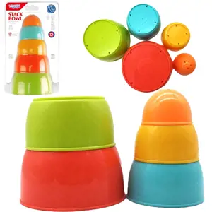 WOOPIE BABY sensorinis žaislas piramidės formos spalvoti puodeliai 5 el.
