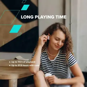 "Canyon" TWS-5 "Bluetooth" ausinės su mikrofonu, BT V5.3 JL 6983D4, dažnių diapazonas: 20Hz-20kHz, baterija "EarBud" 40mAh*2+įkrovimo dėklas 500mAh, C tipo laido ilgis 0,24 m, dydis: 58,5*52,91*25,5 mm, 0,036 kg, baltos spalvos