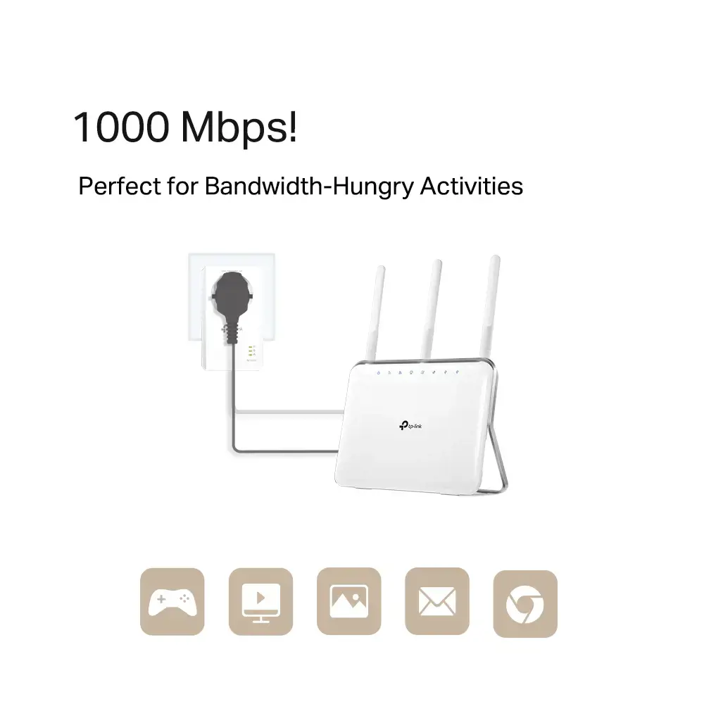 TP-Link TL-PA7017P, 1000 Mbps, IEEE 1901, IEEE 802.3, IEEE 802.3ab, IEEE 802.3u, Gigabit Ethernet, 10,100,1000 Mbps, HomePlug AV2, OFDM