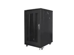 19 colių spinta 22U 600x800 su perforuotomis durimis, juoda