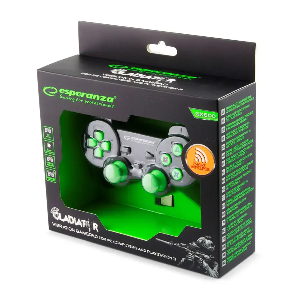 "Esperanza GLADIATOR" belaidis žaidimų bloknotas EGG108G (PC, PS3; juoda spalva)