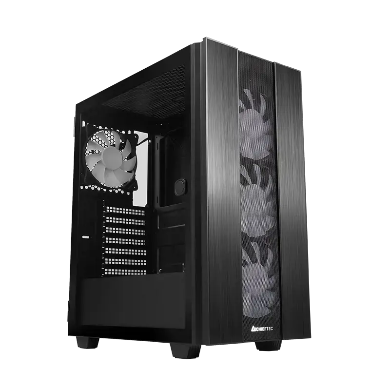 Chieftec HUNTER 2, Midi Tower, PC, Black, ATX, micro ATX, Micro-ITX, Metal, Tempered glass, Gaming