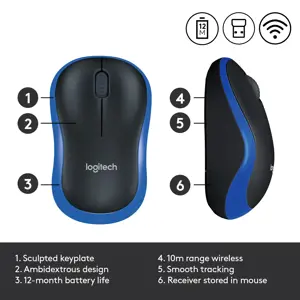 LOGITECH M185 belaidė pelė - mėlyna - EER2