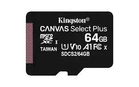 Kingston 64GB microSDXC Canvas Select Plus 100R A1 C10 Single Pack w/o ADP EAN: 740617298963