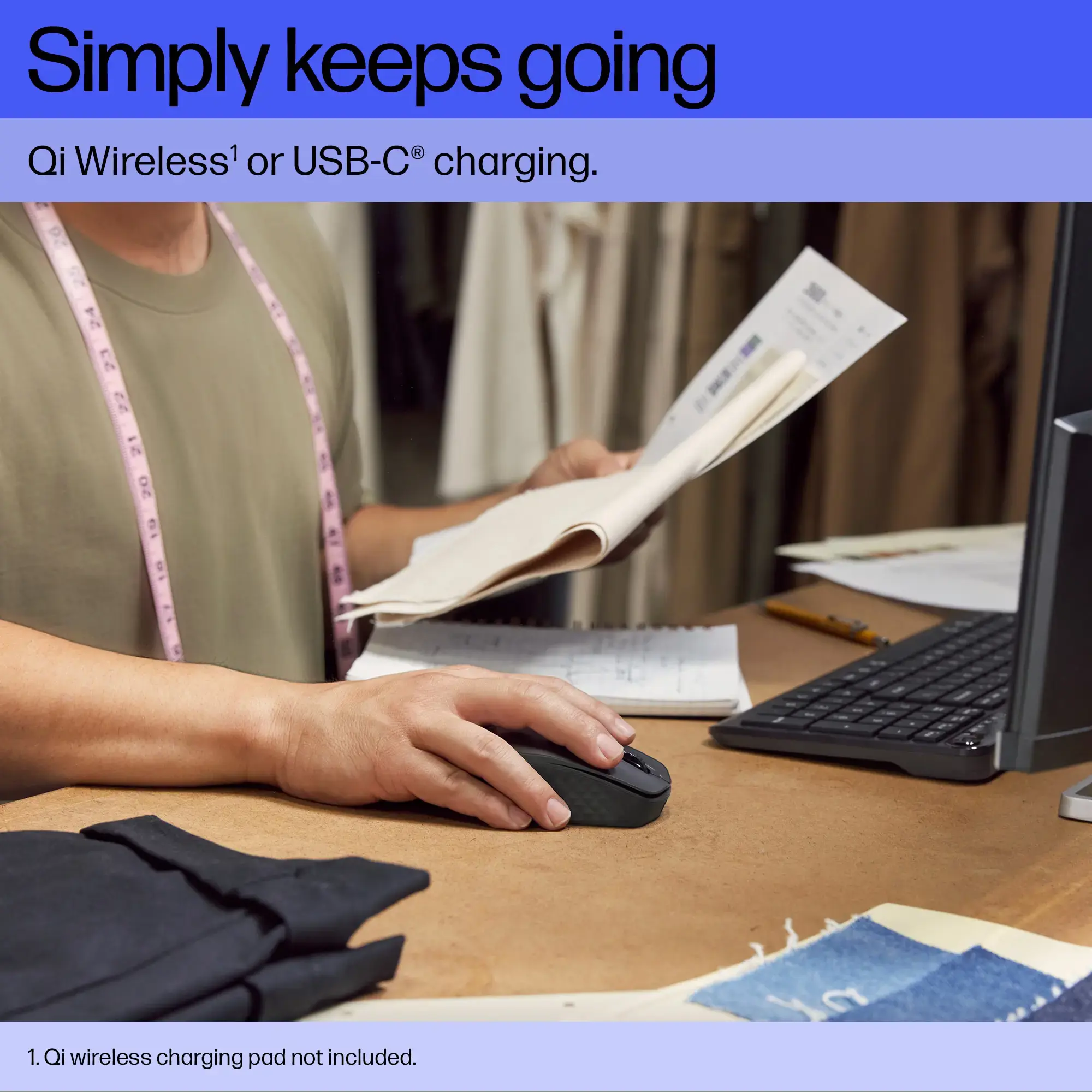 HP 690 Rechargeable Wireless Mouse, Ambidextrous, Bluetooth, 4000 DPI, Black