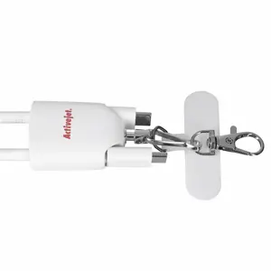 Activejet lanyard with 3-in-1 charging cable, white. Ends with various connectors: USB-C, Lightning…