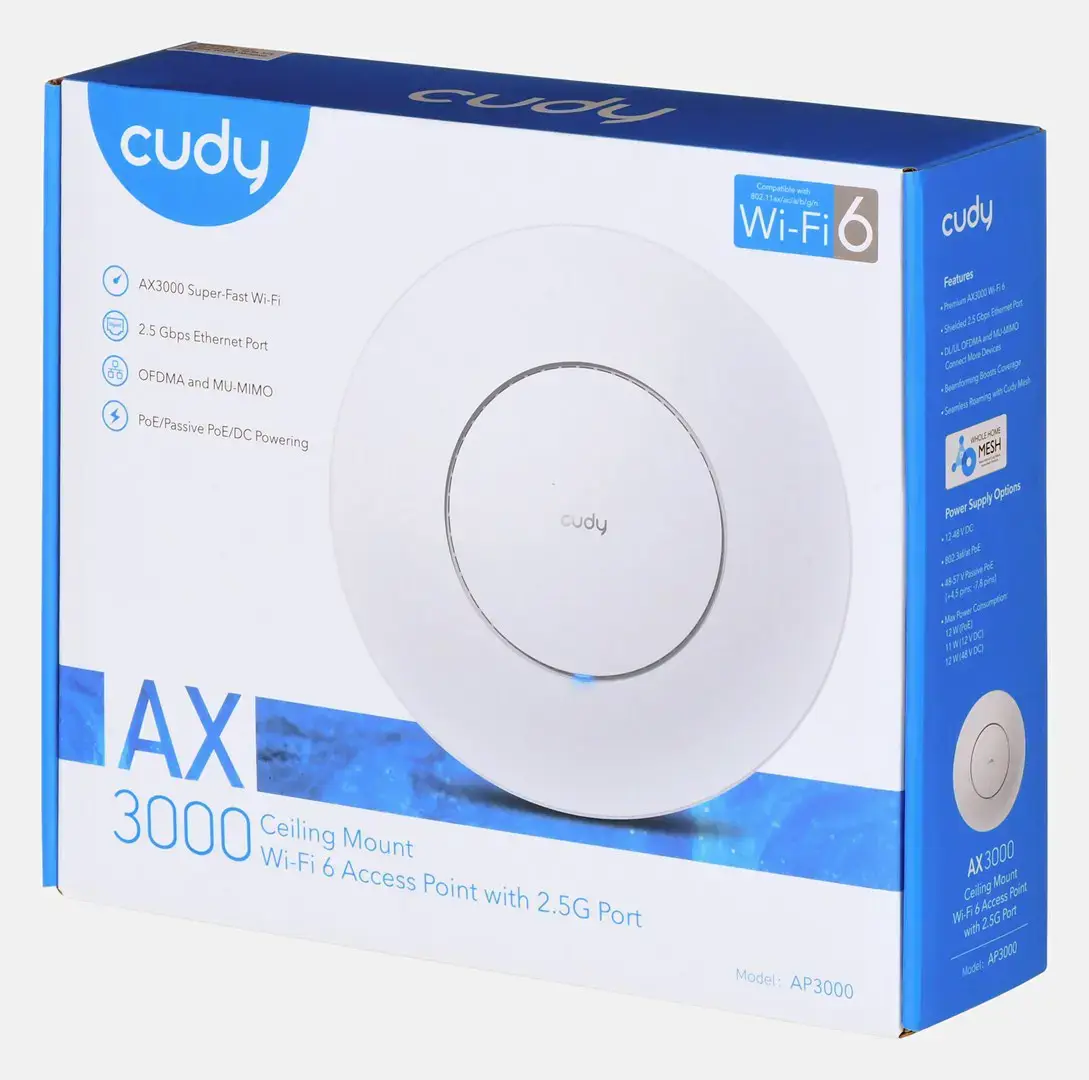 Cudy AP3000 wireless access point 2976 Mbit/s White Power over Ethernet (PoE)