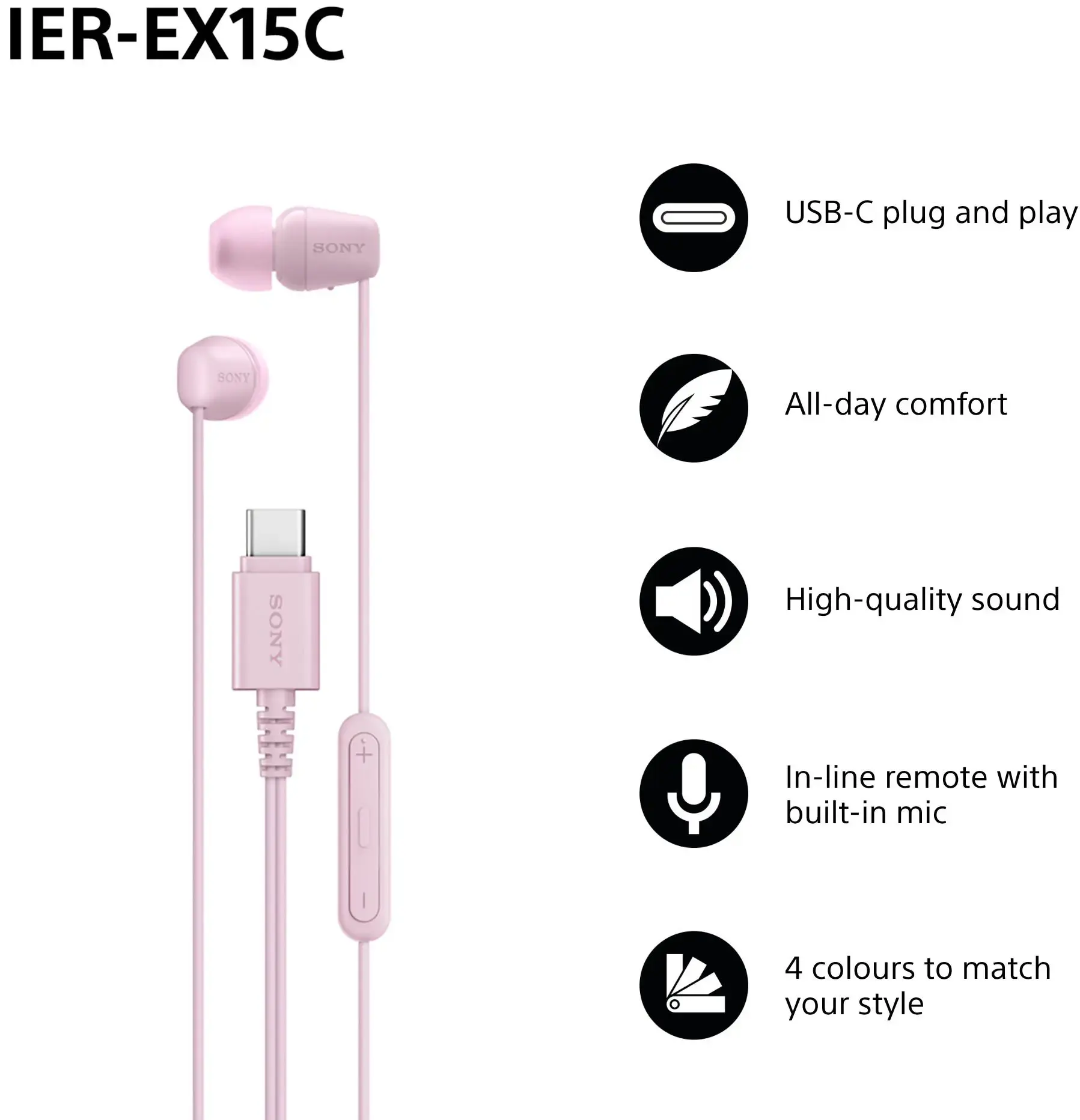 Sony headset IER-EX15C, pink