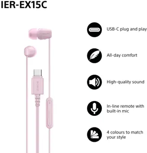 Sony headset IER-EX15C, pink