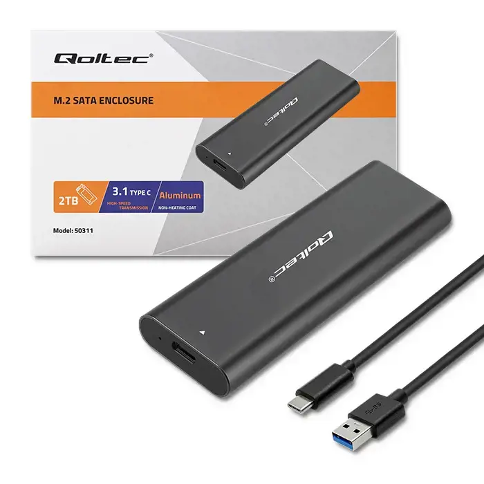 QOLTEC 50311 M.2 SATA SSD / NGFF / C tipo USB korpusas
