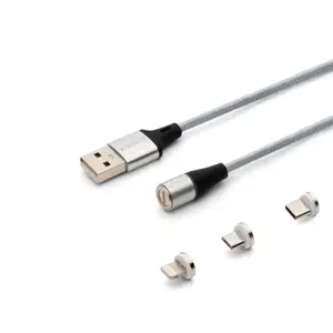 Savio CL-156 USB cable 2 m USB 2.0 USB C Micro USB A/Lightning Silver
