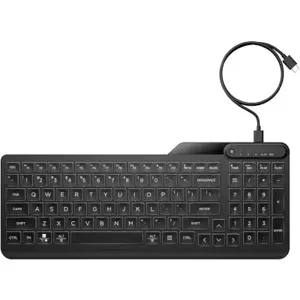 HP 405 Backlit USB-C Wired 24/7 Keyboard, Spill Resistant, Sanitizable, Programmable, Adjustable Ti…