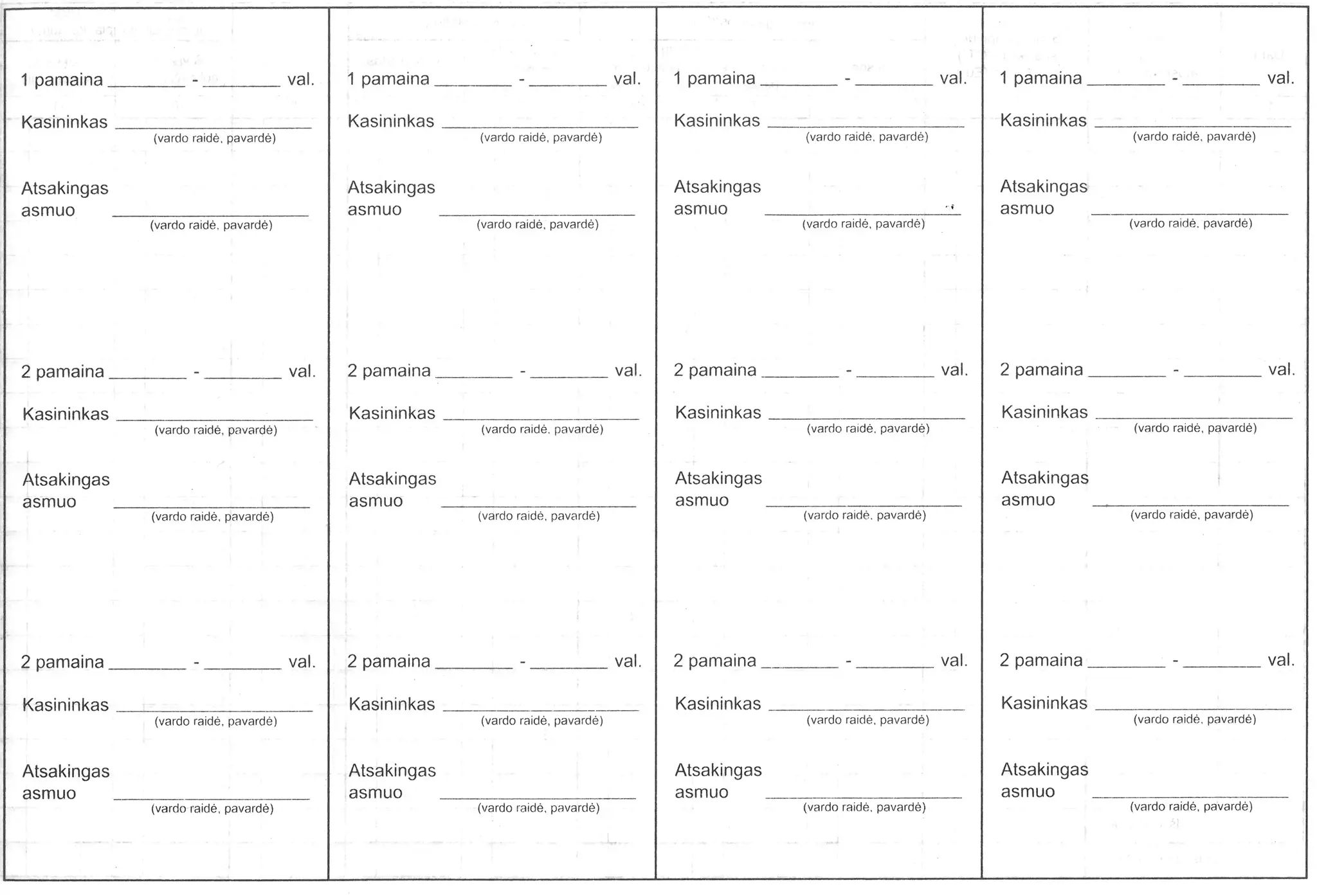 Kasos operacijų žurnalas, horizontalus, A4