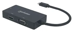 Manhattan USB-C Dock/Hub, Ports (x3): DVI-I, HDMI and VGA Ports, Note: Only One Port can be used at…