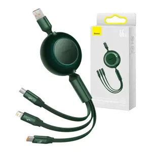 Baseus Bright Mirror 2 retractable cable 3in1 USB Type A - micro USB + Lightning + USB Type C 66W 1…