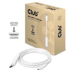 CLUB3D USB C to HDMI™ 2.0 UHD Cable Active 1.8 M./5.9 Ft., USB C, HDMI 2.0, 1.8 m, White