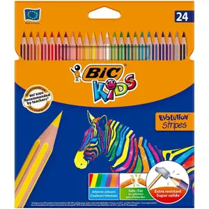 Spalvinimo pieštukai Bic Kids Evolution Stripes Multicolour 24 vnt.