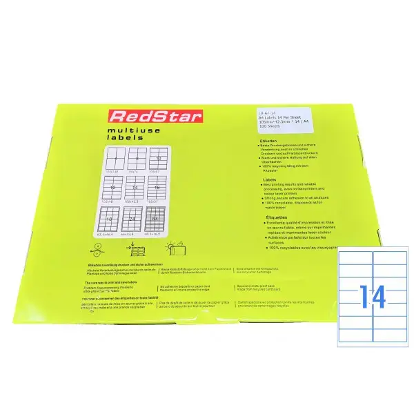Lipnios etiketės po 14 lape, 105x42,3x14/ A4x100 lapų