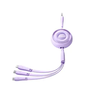 Joyroom S-A40 Colorful Series 3in1 retractable cable USB-A to USB-C / Lightning / microUSB 1m - pur…