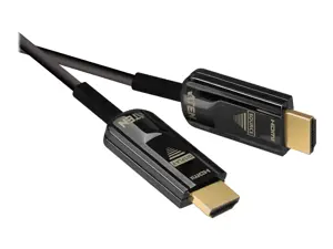 ATEN 10M True 4K HDMI 2.0 aktyvusis optinis kabelis (True 4K@10m), 10 m, A tipo HDMI (standartinis), A tipo HDMI (standartinis), 3D, 18 Gbit/s, juodas