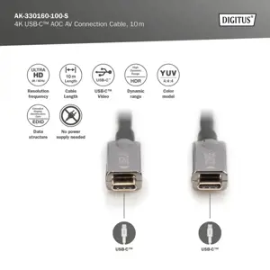 DIGITUS USB Type-C - USB Type-C AOC hibridinis FO kabelis 4K 60Hz USB 3.1 SPEC 10 m