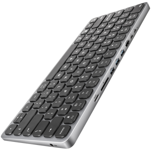 AXAGON HMC-KB keyboard USB-C 5Gbps with HUB, microSD/SD, 3x USB-A, HDMI 4K/60Hz, PD 100W, Audio, US…