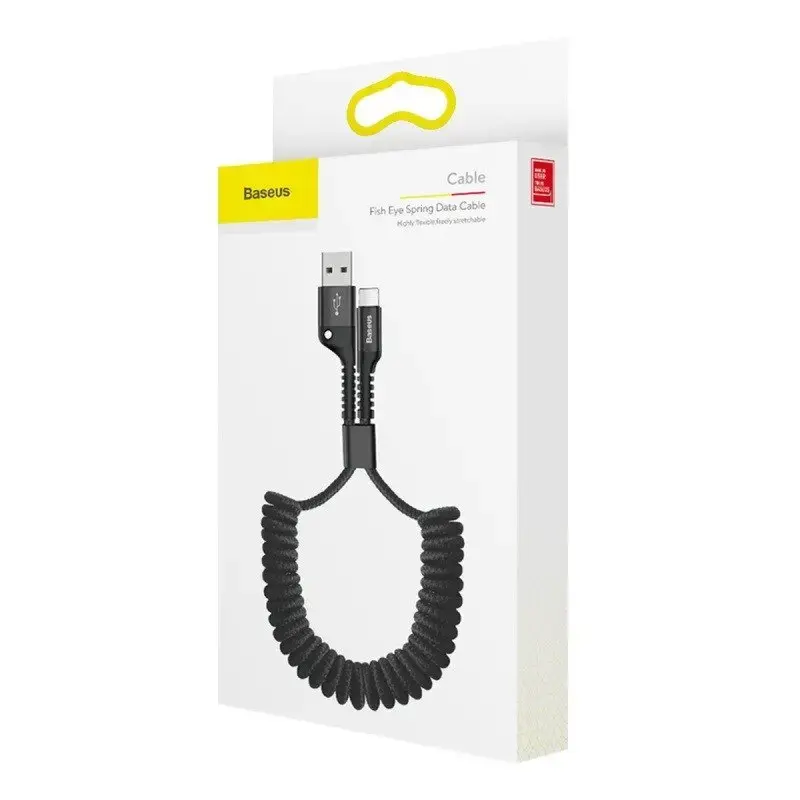 Kabelis Baseus spiralinis USB2.0 A kištukas - IP lightning kištukas 1 m. su nailoniniu šarvu Fish ey